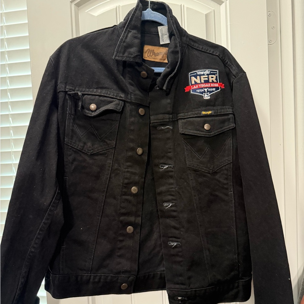 Wrangler Black Denim Jacket with NFR Patch